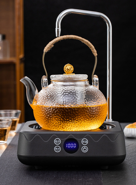 自动上水电陶炉小型静音锤纹玻璃壶烧水台式煮茶器家用电磁光波炉