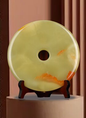 新公式乔迁办中室玄关台天然红平玉石花安扣摆件客厅装饰礼品桌面