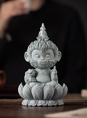 创意卧龙凤雏悟空茶宠摆件国潮齐天大圣孙悟空鱼缸造景桌面装饰品