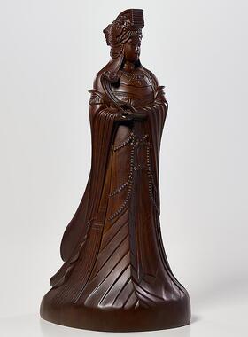 黑檀木雕妈祖雕像摆件实木天上圣母天后湄洲海神娘娘神像家用供奉