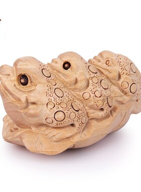 天御阁正宗桃木金蟾摆件三足三脚金蟾蜍挂件饰品手把件木雕工艺品