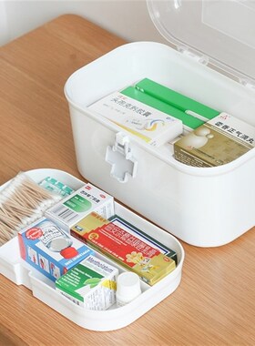 家用多层药箱便携医疗药品收纳盒塑料儿童急救箱防尘大容量医药箱