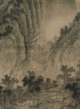 董源 平林霁色图山水写意画稿客厅横幅挂画装饰画名家范本复制