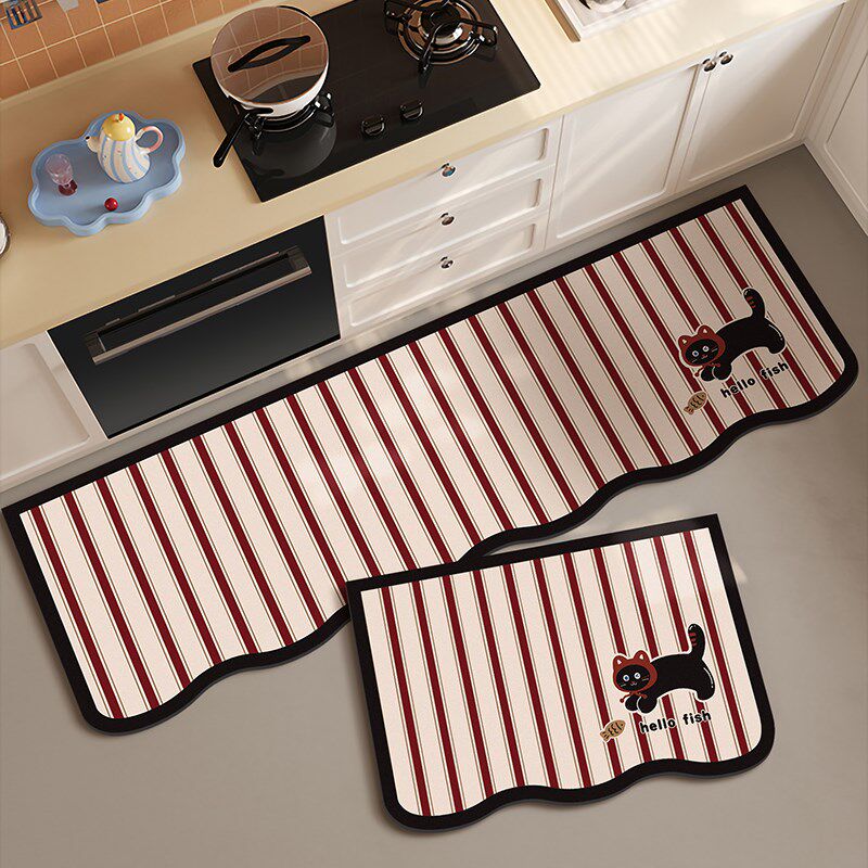 Kitchen floor mat non-slip and anti-oil diatom mud carpet 2025 new special foot pad absorbent mat wipeable no wash and stain resistant
