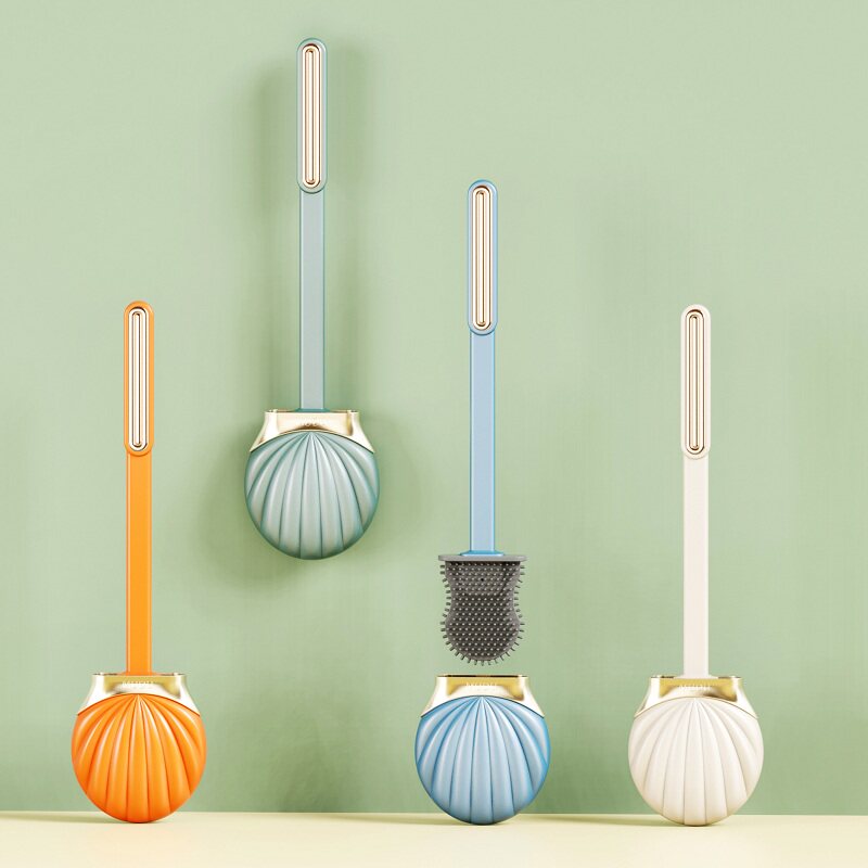 Toilet brush with no dead ends, household punch-free toilet brush, wall-mounted bathroom long-handled cleaning tool set artifact