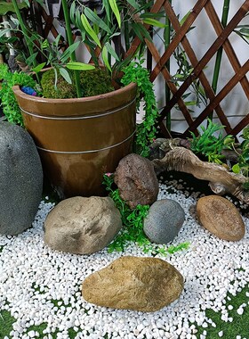 树脂材质仿真小石头造景鹅卵石摆件室内舞台布置道具橱窗小景装饰