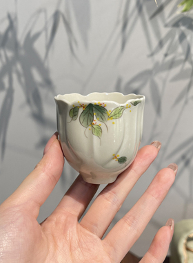 惊蛰 草木灰手绘桂花茶壶一壶二杯便携功夫茶具套装陶瓷茶杯喝茶