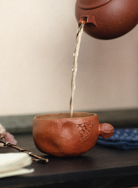 落笙石榴紫砂茶杯手工主人杯品茗杯原矿朱泥个人专用高级功夫茶具
