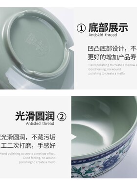 蓝青花密胺面碗商用汤粉拌面牛肉面馆专用塑料汤碗大碗仿瓷餐具碗