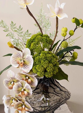 高端美式蝴蝶兰把束设计师假花仿真花摆件客厅装饰花餐桌仿生干花