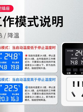 温控器开关温度控制器数显智能全自动温控仪带探头控温器温控插座