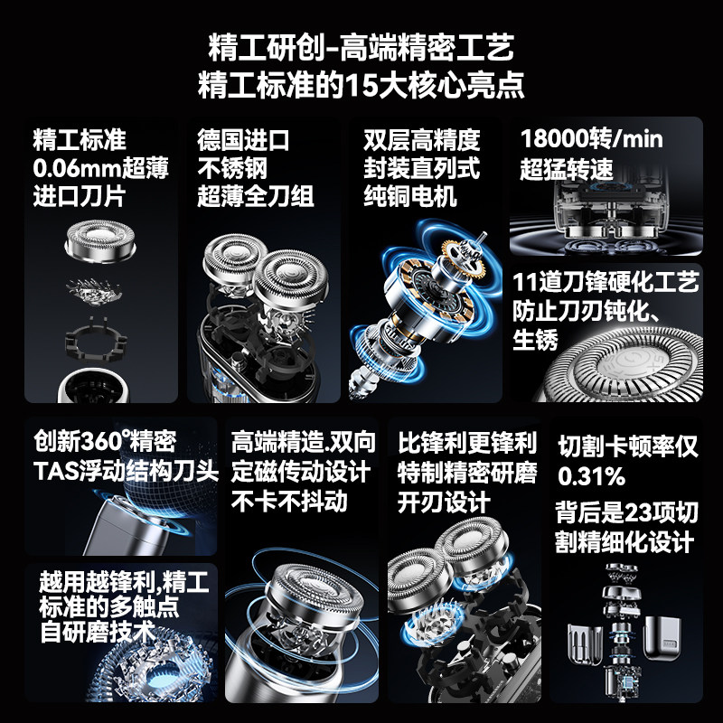 FESX 电动剃须刀便携男士迷你刮胡刀胡须刀新款送男友情人节礼物