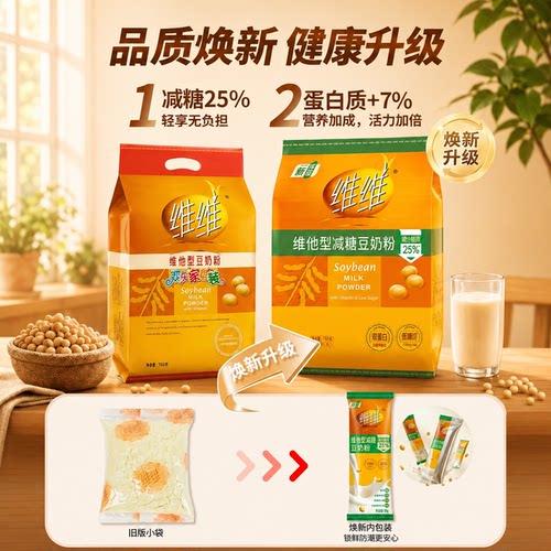 维维豆奶粉高蛋白高钙低嘌呤豆浆粉学生营养代早餐正品官方旗舰店 - 图0