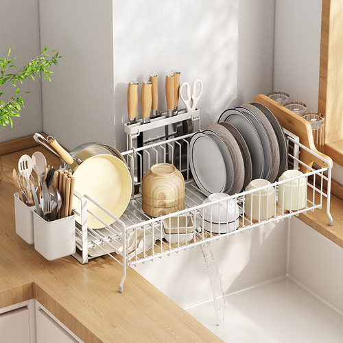 厨房台面伸缩水槽碗碟收纳架置物架沥水碗盘架滤水放碗筷架收纳架 - 图1