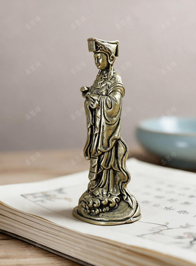纯黄铜妈祖娘娘神像桌面摆件