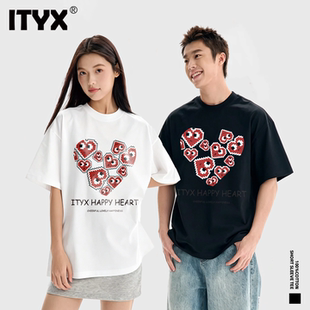 【拍4件】潮牌I.TYX官方正品爱心印花短袖