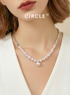 CIRCLE925银淡水珠项链