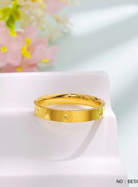 999足金5G黄金实心车花米字戒指