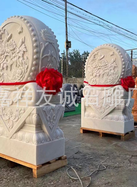 天然石材抱鼓石 小象雕花石门墩 中式古建大门石鼓摆件尺寸可定制