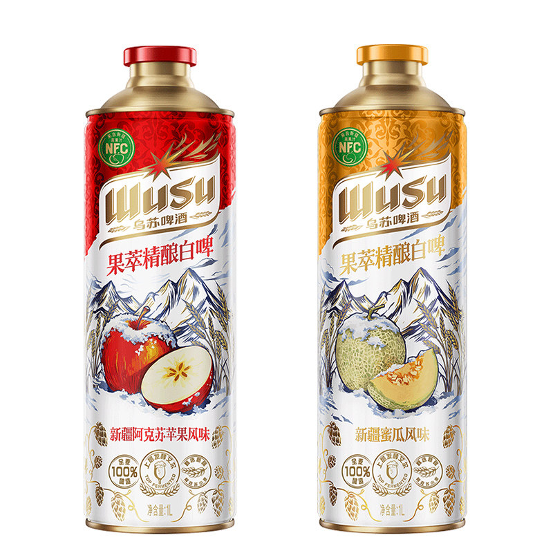 嘉士伯乌苏果萃白精酿啤酒1L*6罐新疆阿克苏苹果哈密瓜风味国粹箱 箱马上长实拍商品图