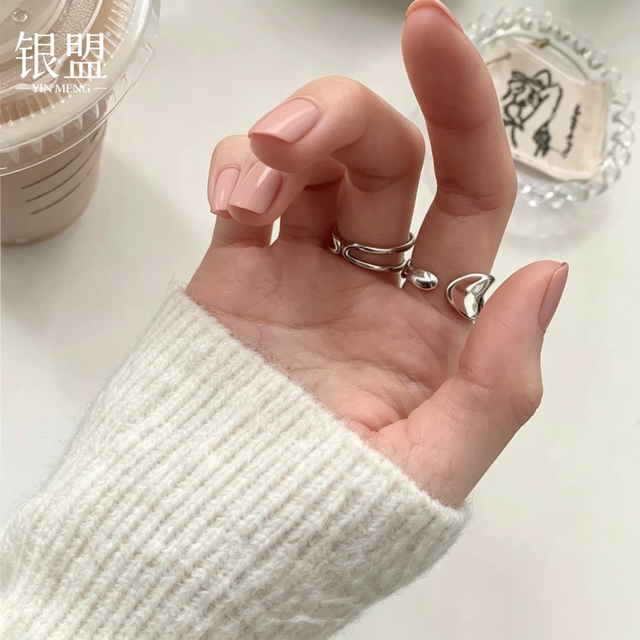 S925 silver irregular ring wide face