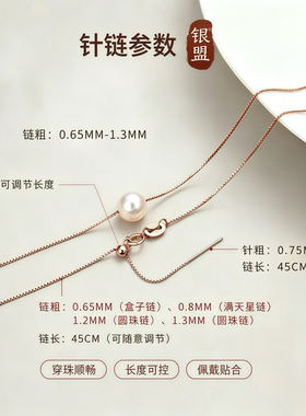 穿小孔穿珠链针式S925纯银项链