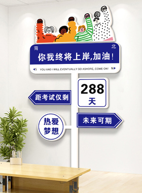 创意路牌高考倒计时墙贴纸初三班级鼓励学生教室装饰文化标语挂牌