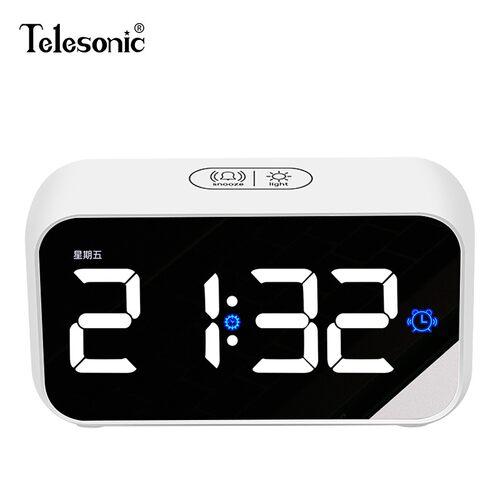TELESONIC天王星床头闹钟学生电子闹表静音夜光智能音乐数字台钟 - 图3