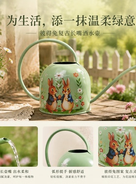 复古铁艺长嘴花园浇水壶摆件