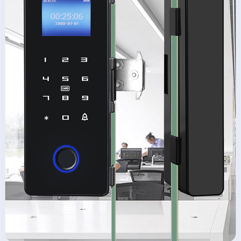 Glass door fingerprint lock with attendance office single and double door no drilling access control lock access control system password lock