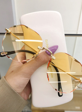 切边黄色女个性高档次太阳眼镜