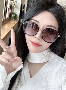 百搭度假甜美可爱圆形显瘦墨镜