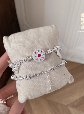 宝络足银9999八宝罗盘转运手链