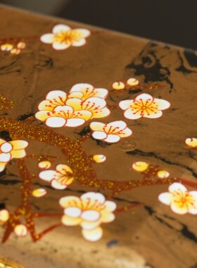永隆号平遥推光漆器金平梅花后宫盒收藏品非遗产品12cm