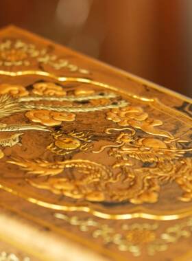永隆号平遥推光漆器金变龙凤柜国风中式收藏品非遗产品21cm