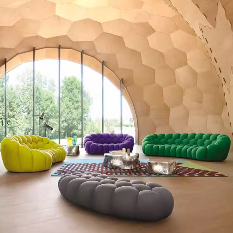足球沙发罗奇堡布艺异型创意设计师网红弧形泡泡沙发客厅2024新款 - 图1