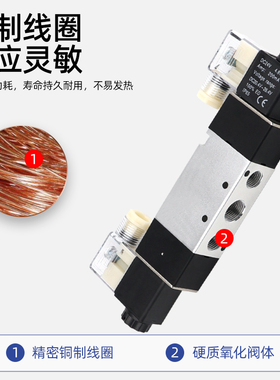 4V320-10 DC12V DC24V AC36V AC110V AC220V双线圈两位五通电磁阀