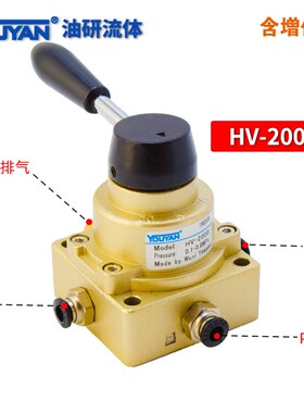 DHV2000-08气动开关K34R6-8D手动换向阀L三位四通手转阀HV-200D B