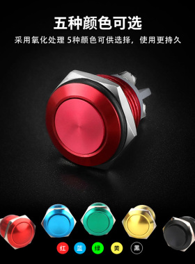 源煌16/19/22mm铝氧化自复位金属按钮开关防水圆形微小型电源开关