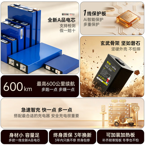 蓄班长电动车锂电池国轩磷酸铁锂72v60v48v外卖电瓶两轮电摩九号 - 图2