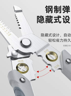 剥线钳多功能电工专用拨线钳拔线钳分线钳子电线剪刀工具剥皮神器