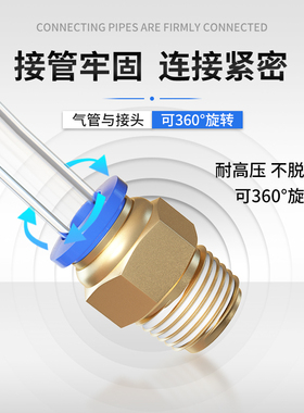 气管快速接头公制粗牙螺纹直通气动快插模具水嘴PC8-M6/M10/M12铜