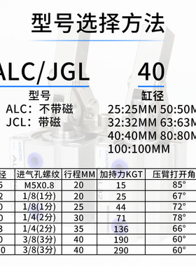 ALC25杠杆气缸 JGL系列气动压紧装置 小型模具夹紧摇臂