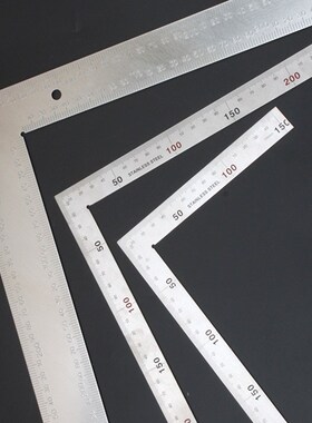 不锈钢加厚角尺90度尺拐尺木工L形曲尺300/500钢宽座直角板尺靠尺