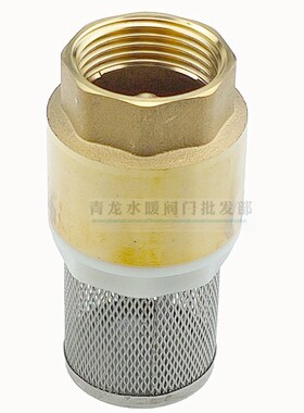 加厚铜底阀立式止回阀带过滤网水泵回水阀1寸 DN025带网止回阀