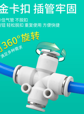 伊莱科PU/V/Y/A/E气动快速接头快插T型三通L弯直通气管气缸调节阀
