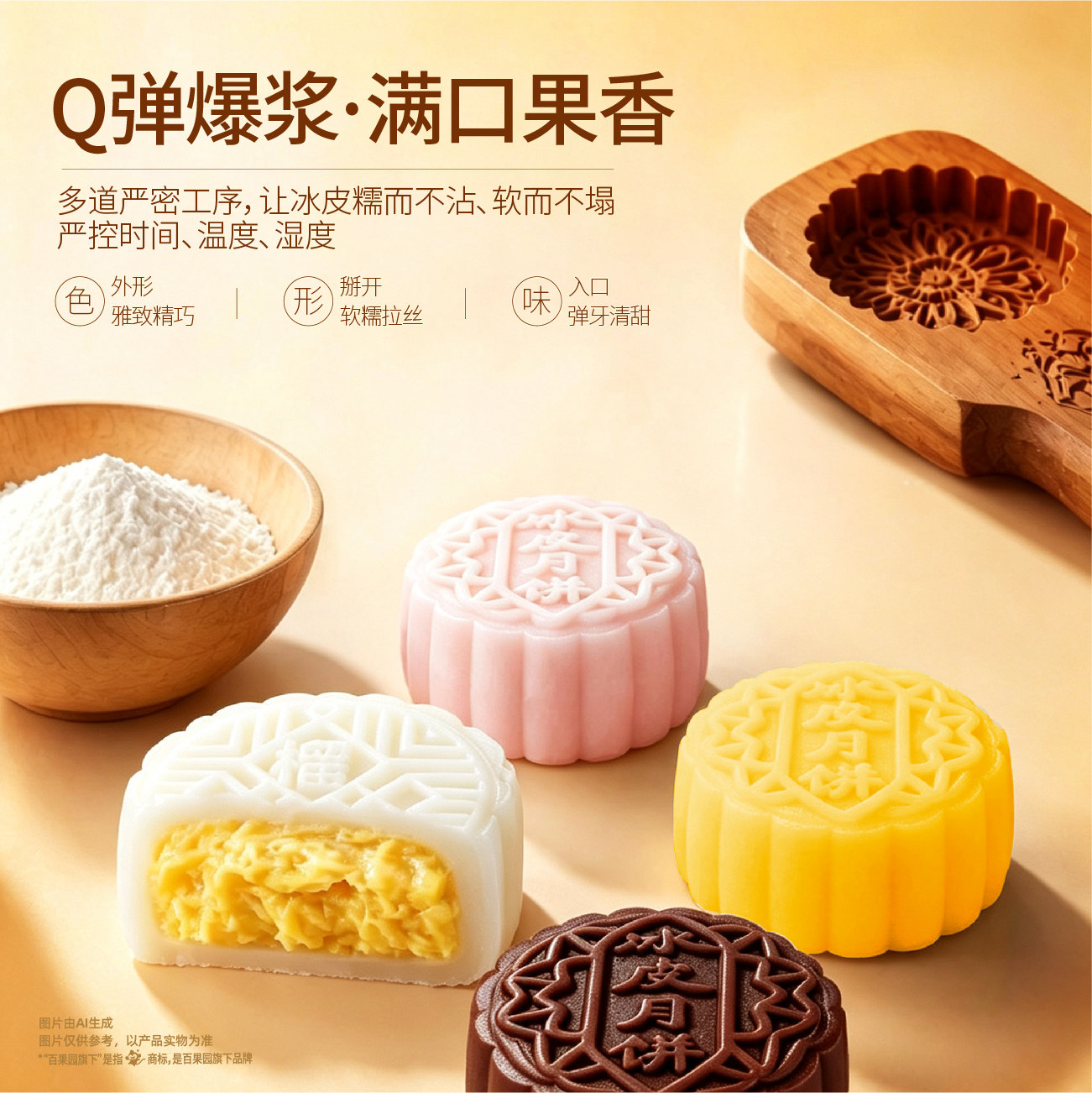 百果园开味心享猫山王榴莲冰皮月饼
