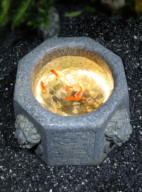 中式庭院假山流水创意貔貅喷泉造景景观鱼池花园布置装饰水池摆件
