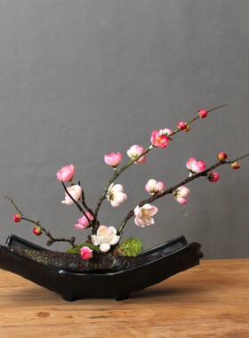 仿真花假花绢花梅花花艺套装客厅茶几电视柜花艺摆设软装饰品