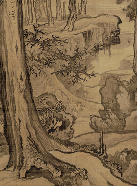 北宋 李成 寒林高士图轴仿古竖轴挂画宋元山水风景客厅玄关装饰画